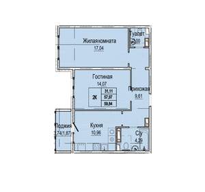 2-к квартира, вторичка, 60м2, 8/9 этаж