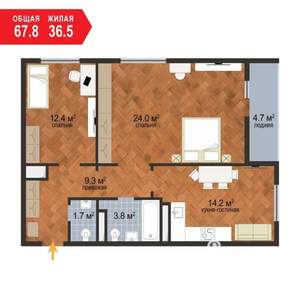 2-к квартира, строящийся дом, 70м2, 7/10 этаж