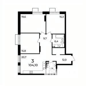 3-к квартира, вторичка, 104м2, 6/9 этаж