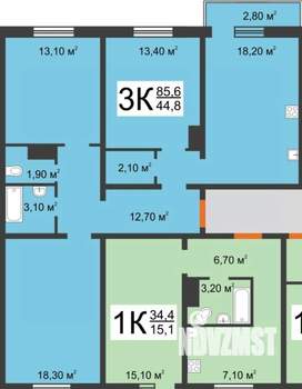 3-к квартира, вторичка, 84м2, 5/10 этаж