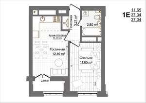 1-к квартира, вторичка, 37м2, 17/19 этаж