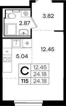 Студия квартира, вторичка, 24м2, 1/9 этаж