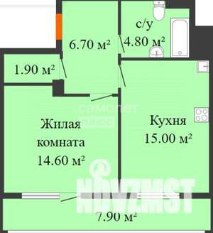 1-к квартира, вторичка, 43м2, 13/17 этаж
