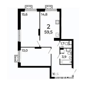 2-к квартира, вторичка, 60м2, 8/19 этаж