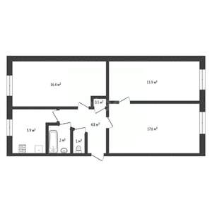 3-к квартира, вторичка, 62м2, 1/5 этаж