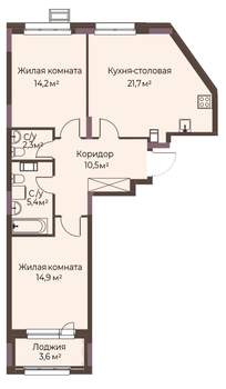 2-к квартира, вторичка, 71м2, 4/12 этаж