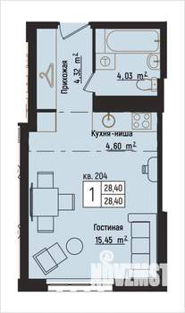 1-к квартира, вторичка, 28м2, 10/15 этаж