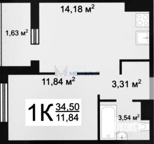 1-к квартира, вторичка, 35м2, 4/9 этаж