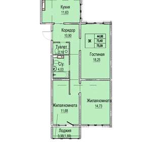 3-к квартира, вторичка, 75м2, 9/9 этаж