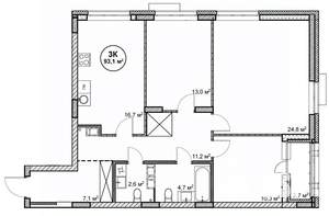 3-к квартира, строящийся дом, 93м2, 12/14 этаж