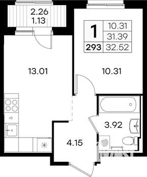 1-к квартира, вторичка, 33м2, 7/9 этаж
