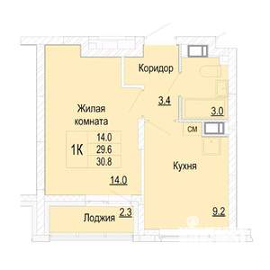 1-к квартира, вторичка, 31м2, 14/25 этаж