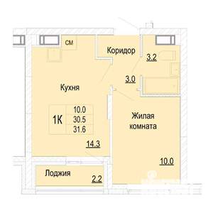 1-к квартира, вторичка, 32м2, 16/25 этаж