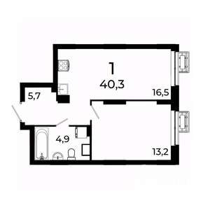 1-к квартира, вторичка, 40м2, 9/19 этаж