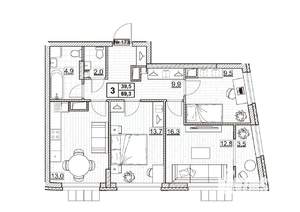 3-к квартира, вторичка, 69м2, 21/24 этаж