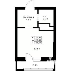 Студия квартира, вторичка, 22м2, 24/24 этаж