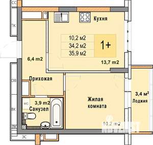 1-к квартира, вторичка, 36м2, 15/25 этаж