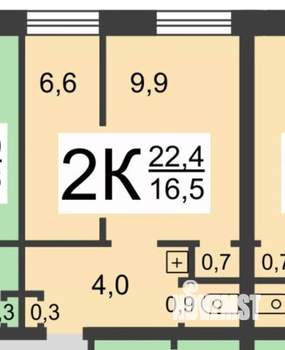 1-к квартира, вторичка, 23м2, 3/5 этаж