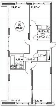 3-к квартира, вторичка, 95м2, 20/22 этаж