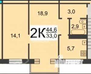 2-к квартира, вторичка, 46м2, 5/5 этаж