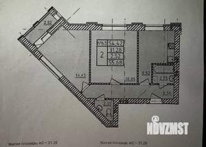 2-к квартира, вторичка, 55м2, 6/9 этаж