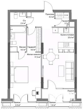 1-к квартира, вторичка, 64м2, 6/6 этаж
