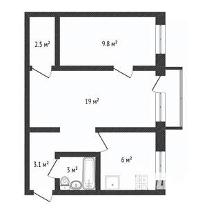 2-к квартира, вторичка, 43м2, 3/5 этаж