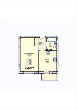 1-к квартира, строящийся дом, 35м2, 2/3 этаж
