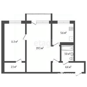 2-к квартира, вторичка, 47м2, 3/5 этаж