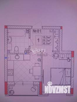 1-к квартира, строящийся дом, 31м2, 2/4 этаж