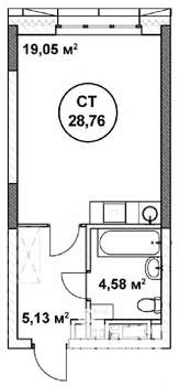 Студия квартира, строящийся дом, 29м2, 7/22 этаж