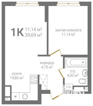 1-к квартира, вторичка, 40м2, 18/19 этаж