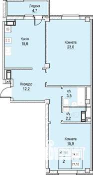 2-к квартира, вторичка, 75м2, 7/12 этаж