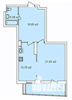 1-к квартира, строящийся дом, 62м2, 23/25 этаж