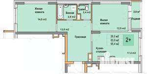 2-к квартира, вторичка, 65м2, 5/25 этаж