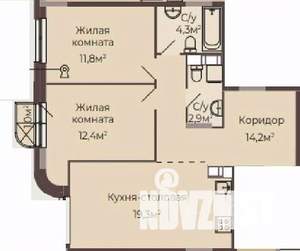 2-к квартира, строящийся дом, 65м2, 3/8 этаж