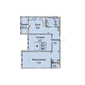 2-к квартира, вторичка, 60м2, 7/9 этаж