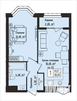 1-к квартира, вторичка, 41м2, 10/15 этаж