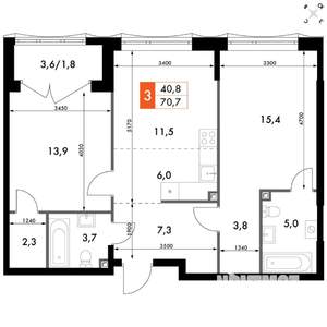 3-к квартира, вторичка, 71м2, 2/10 этаж