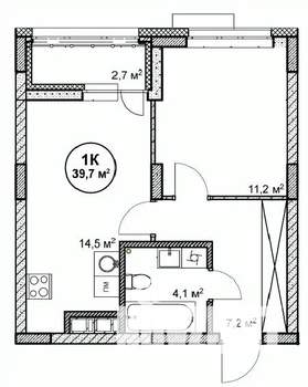 1-к квартира, строящийся дом, 40м2, 12/14 этаж