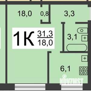 1-к квартира, вторичка, 31м2, 2/5 этаж