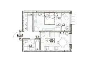 1-к квартира, вторичка, 44м2, 23/24 этаж