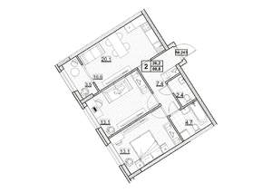 2-к квартира, вторичка, 61м2, 6/24 этаж