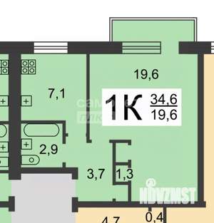 1-к квартира, вторичка, 35м2, 4/5 этаж