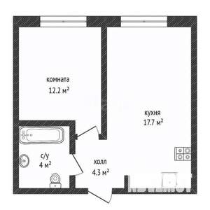 1-к квартира, сданный дом, 39м2, 6/25 этаж