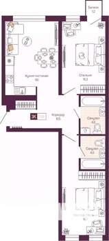 2-к квартира, вторичка, 70м2, 2/19 этаж