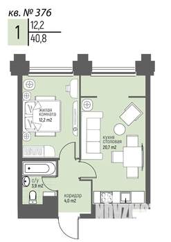 1-к квартира, вторичка, 41м2, 15/20 этаж