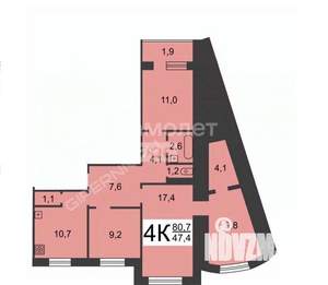 4-к квартира, вторичка, 81м2, 6/10 этаж