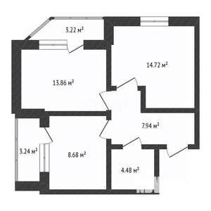 2-к квартира, вторичка, 50м2, 6/17 этаж
