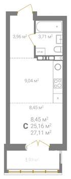 Студия квартира, вторичка, 27м2, 5/18 этаж